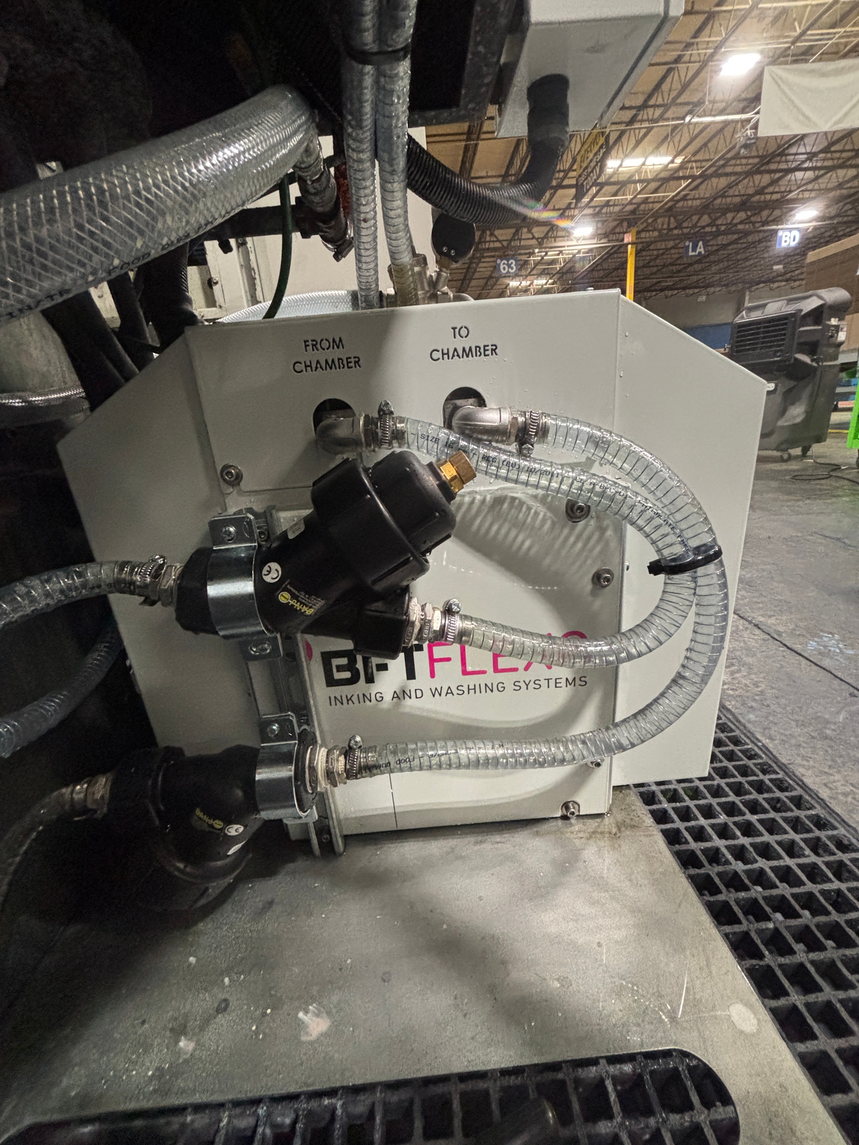 BFT Flexo ink system plumbing and chamber connections